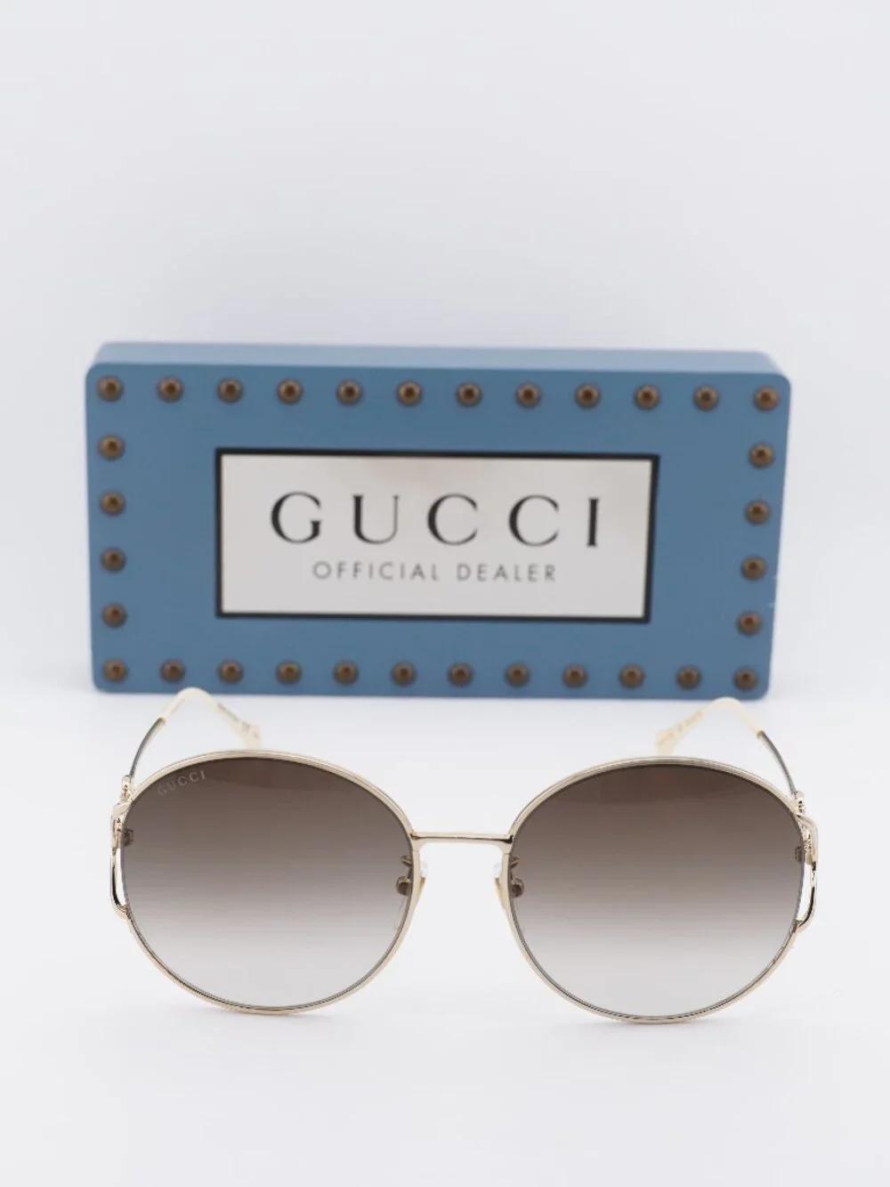 Gucci GG1017SK 003 Round Sunglasses - Gold / Brown